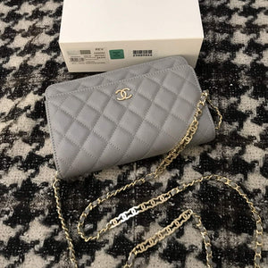 Chanel A68060 Wallet on Chain bag Grained Calfskin gold Grey - Default Title - View 1