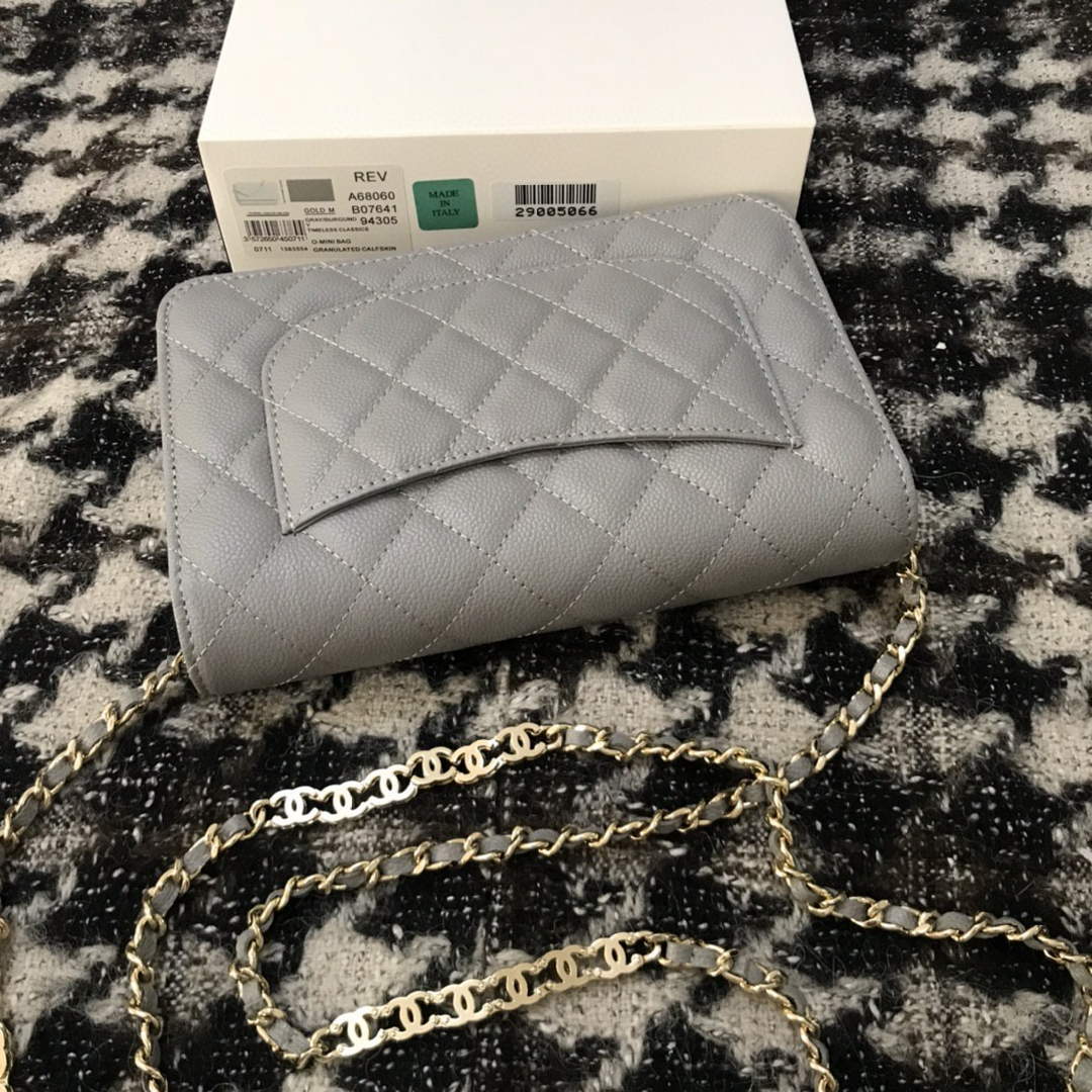 Chanel A68060 Wallet on Chain bag Grained Calfskin gold Grey - Default Title - View 3