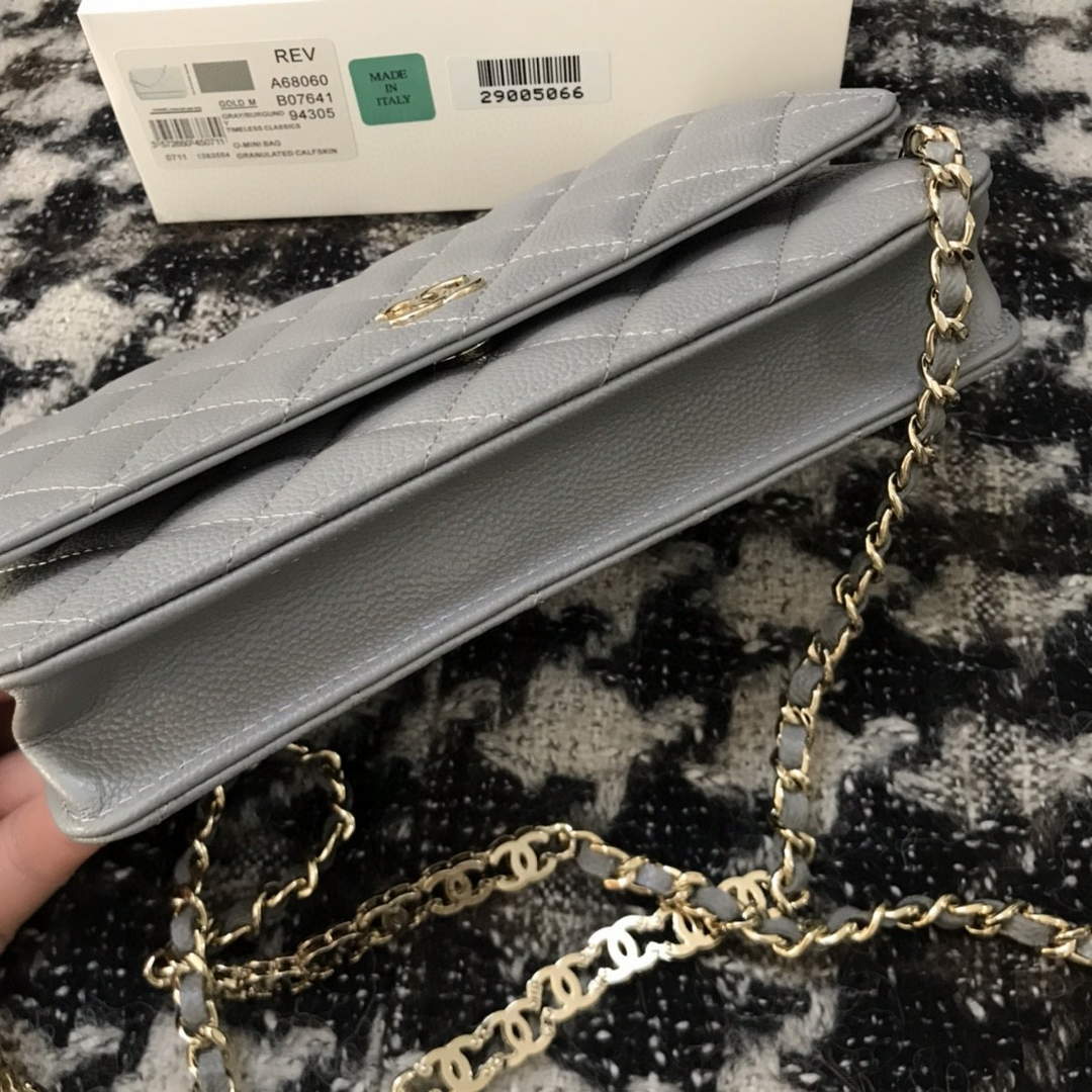Chanel A68060 Wallet on Chain bag Grained Calfskin gold Grey - Default Title - View 5