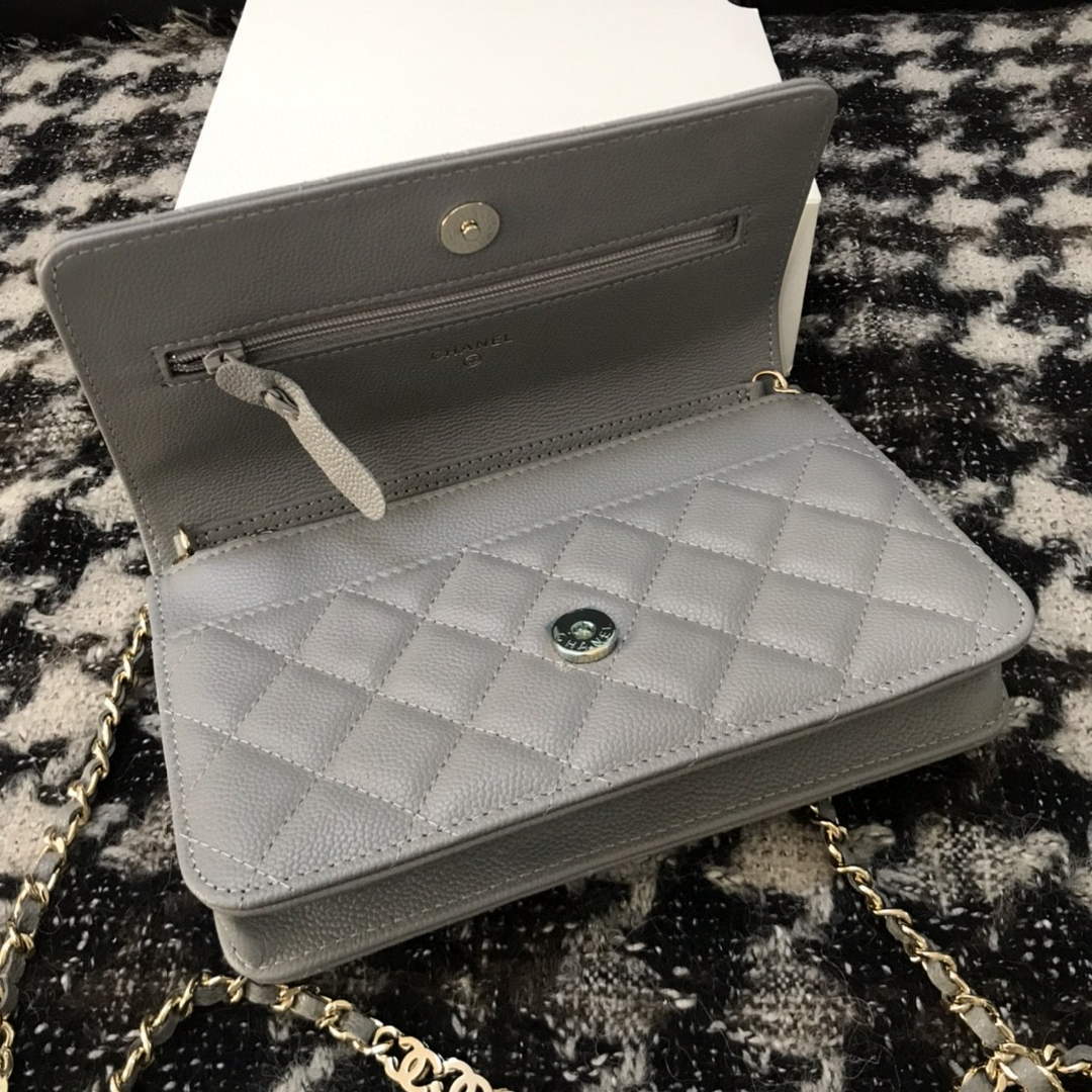 Chanel A68060 Wallet on Chain bag Grained Calfskin gold Grey - Default Title - View 6