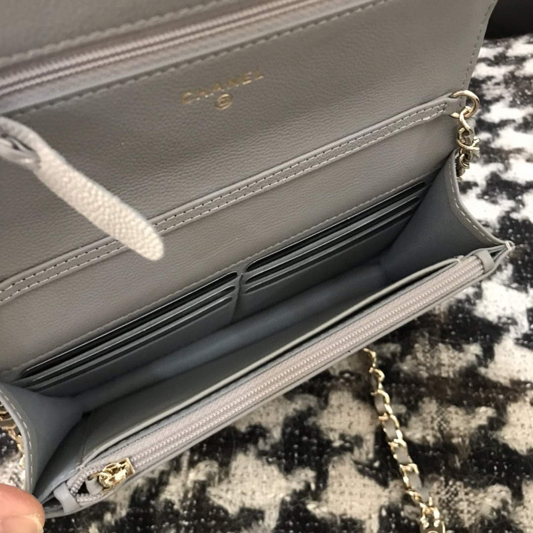 Chanel A68060 Wallet on Chain bag Grained Calfskin gold Grey - Default Title - View 7