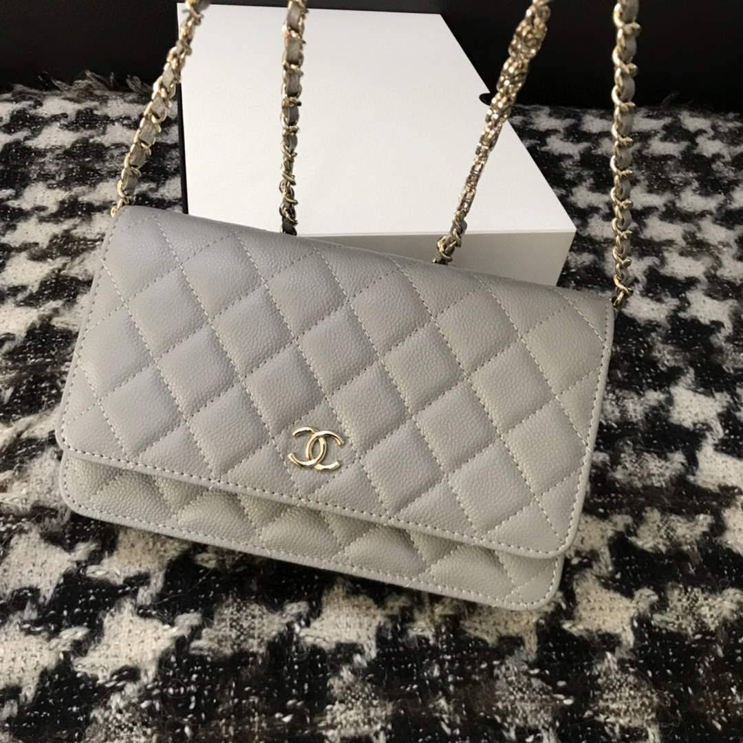 Chanel A68060 Wallet on Chain bag Grained Calfskin gold Grey - Default Title - View 8