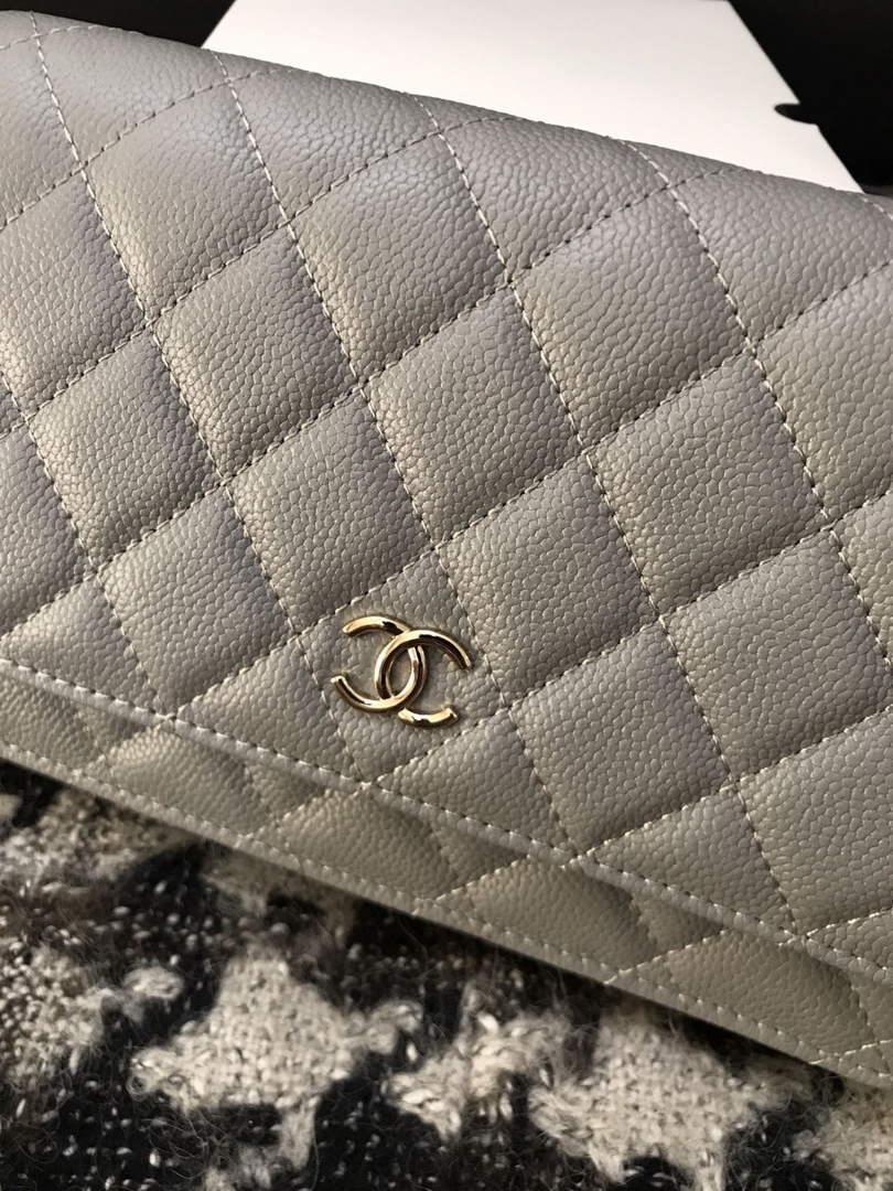 Chanel A68060 Wallet on Chain bag Grained Calfskin gold Grey