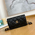Chanel A68098 Mini Flap Bag Lambskin Onyx Small Square Stewardess Bag Black - Default Title - View 1
