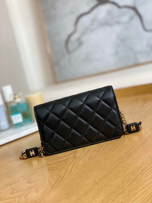 Chanel A68098 Mini Flap Bag Lambskin Onyx Small Square Stewardess Bag Black - Default Title - View 2