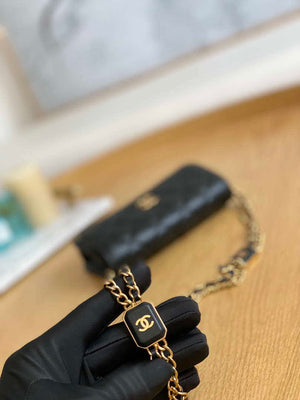 Chanel A68098 Mini Flap Bag Lambskin Onyx Small Square Stewardess Bag Black - Default Title - View 6
