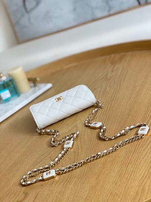 Chanel A68098 Mini Flap Bag Lambskin Onyx Small Square Stewardess Bag White - Default Title - View 6