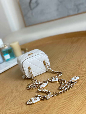 Chanel A68101 Mini Vanity with Chain Lambskin Gold White - Default Title - View 5