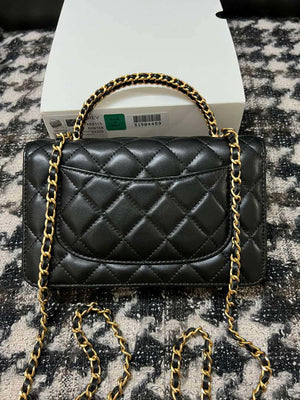 Chanel A68113 Woc Wallet on Chain With Handle Black Shiny Crumpled Calfskin - Default Title - View 3