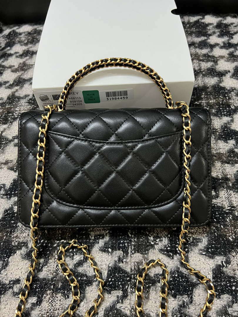 Chanel A68113 Woc Wallet on Chain With Handle Black Shiny Crumpled Calfskin - Default Title - View 3