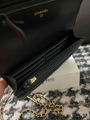 Chanel A68113 Woc Wallet on Chain With Handle Black Shiny Crumpled Calfskin - Default Title - View 8