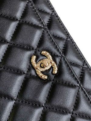 Chanel A96033 Woc Wallet on Chain With Small flower handle Black Shiny Crumpled Lambskin - Default Title - View 5