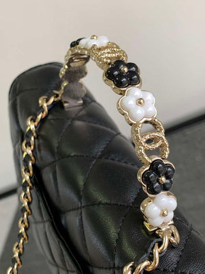 Chanel A96033 Woc Wallet on Chain With Small flower handle Black Shiny Crumpled Lambskin - Default Title - View 6