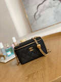 Chanel A68130  Vanity with chain Grained Calfskin Gold Black