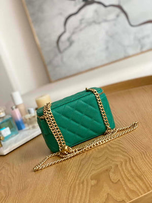 Chanel A68130  Vanity with chain Grained Calfskin Gold Green - Default Title - View 1