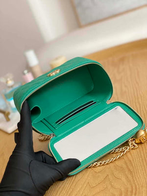 Chanel A68130  Vanity with chain Grained Calfskin Gold Green - Default Title - View 8