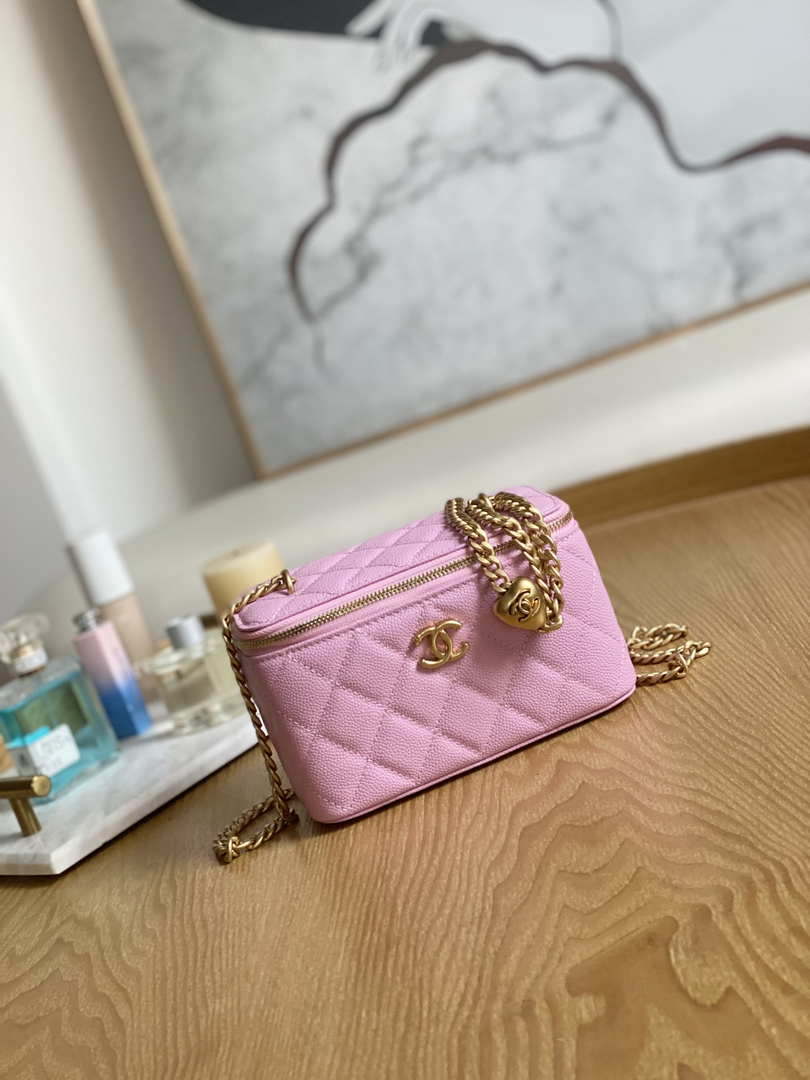 Chanel A68130  Vanity with chain Grained Calfskin Gold Pink