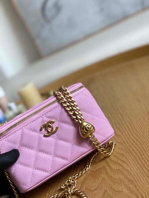 Chanel A68130  Vanity with chain Grained Calfskin Gold Pink - Default Title - View 3