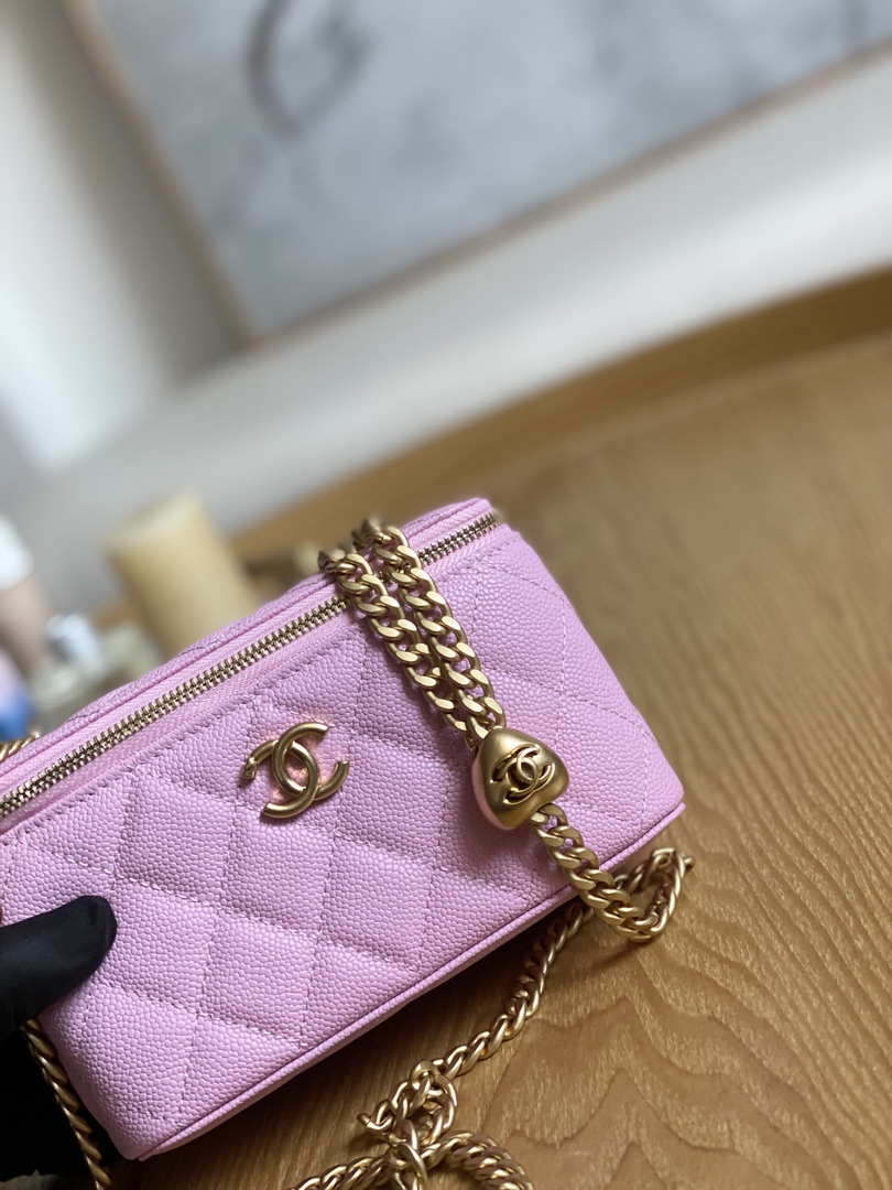 Chanel A68130  Vanity with chain Grained Calfskin Gold Pink