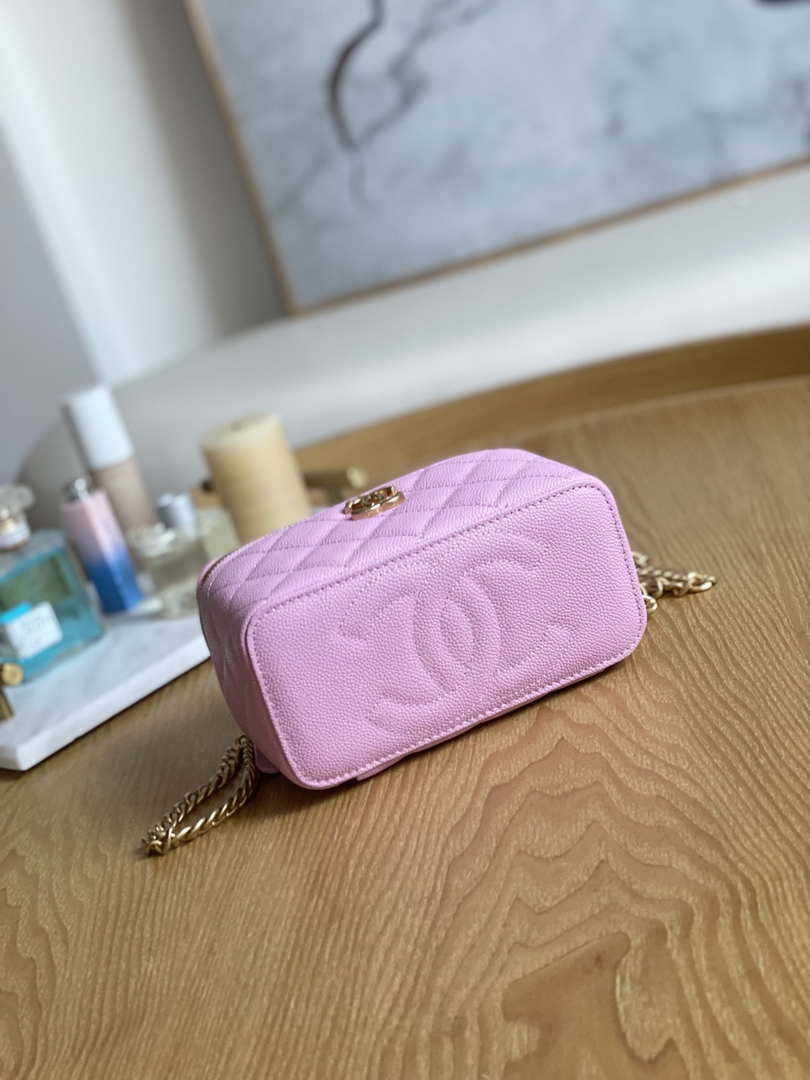 Chanel A68130  Vanity with chain Grained Calfskin Gold Pink - Default Title - View 6