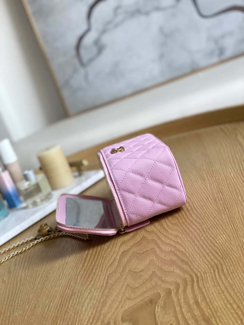 Chanel A68130  Vanity with chain Grained Calfskin Gold Pink