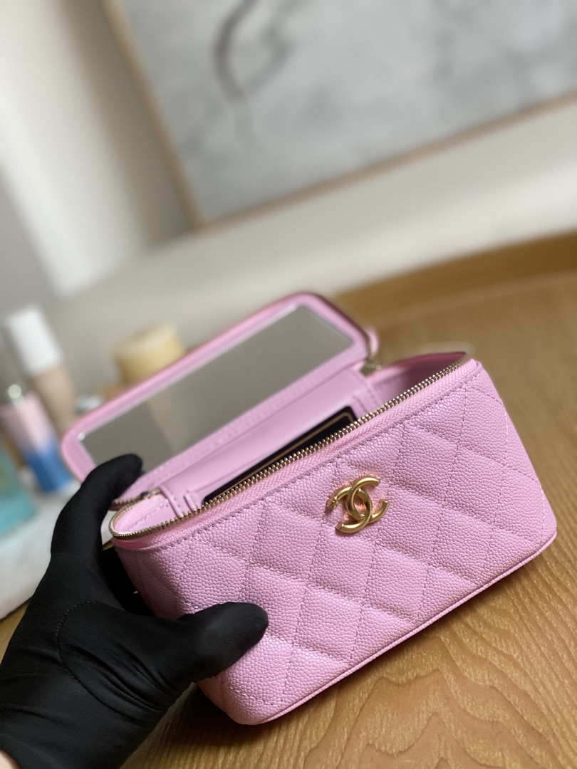 Chanel A68130  Vanity with chain Grained Calfskin Gold Pink
