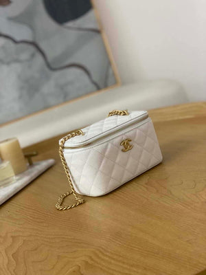 Chanel A68130  Vanity with chain Grained Calfskin Gold White - Default Title - View 3