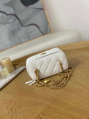Chanel A68130  Vanity with chain Grained Calfskin Gold White - Default Title - View 5