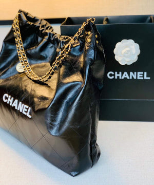 Chanel A68200 Large Chain Shopping Bag Black White - Default Title - View 2