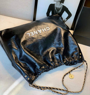 Chanel A68200 Large Chain Shopping Bag Black White - Default Title - View 7