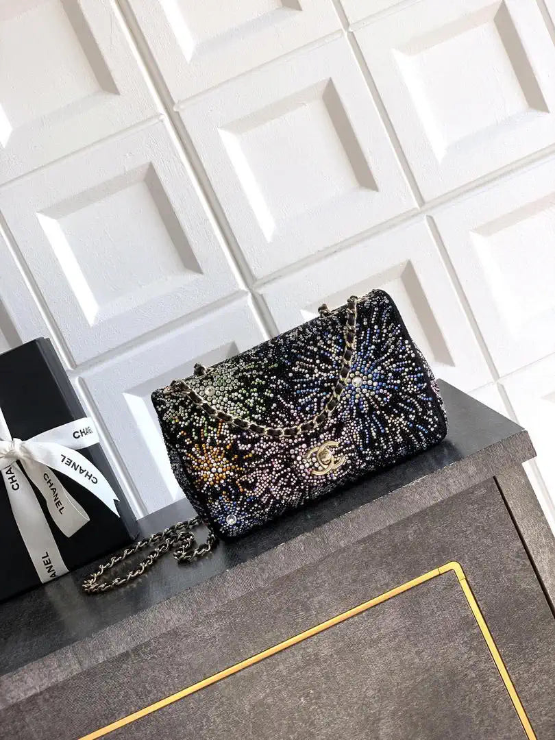 Chanel A69900 20CM Mini Flap Bag 25B Black diamonds