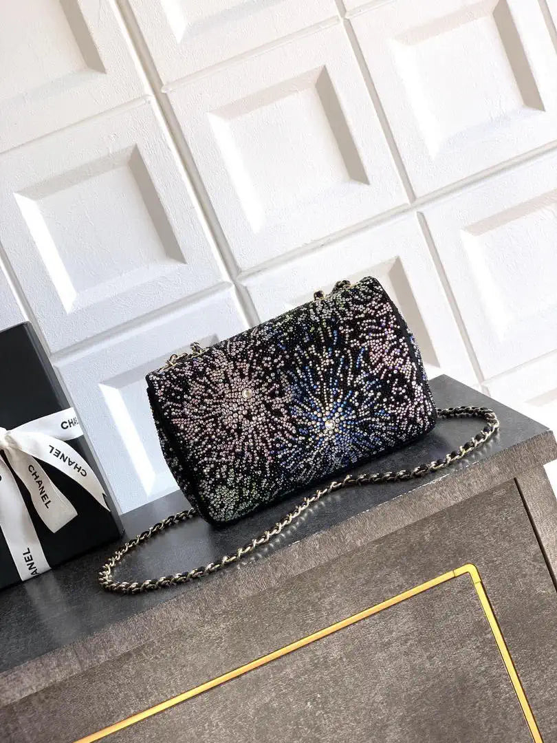 Chanel A69900 20CM Mini Flap Bag 25B Black diamonds