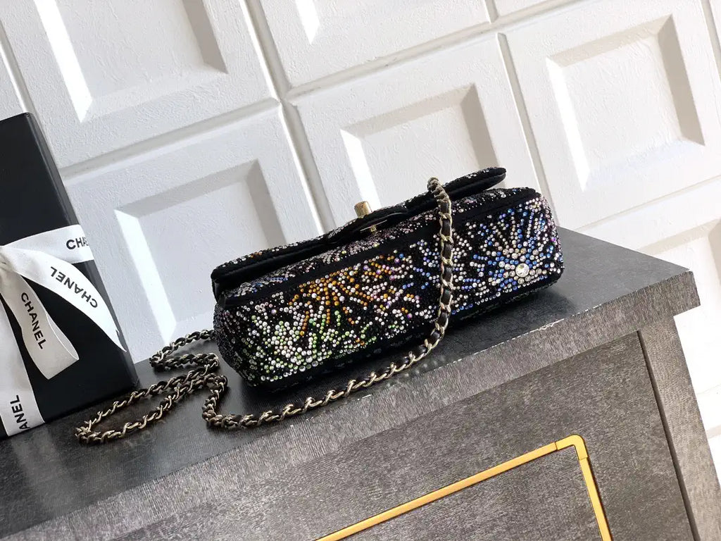Chanel A69900 20CM Mini Flap Bag 25B Black diamonds