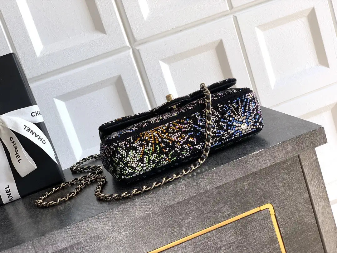 Chanel A69900 20CM Mini Flap Bag 25B Black diamonds