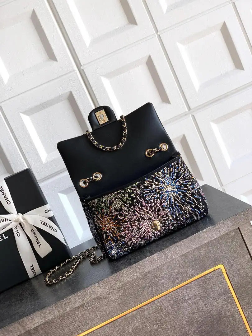 Chanel A69900 20CM Mini Flap Bag 25B Black diamonds