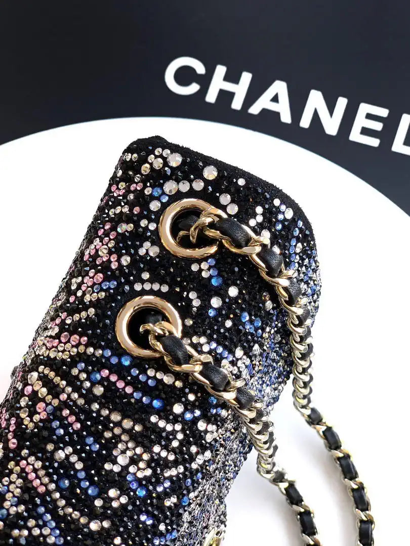 Chanel A69900 20CM Mini Flap Bag 25B Black diamonds