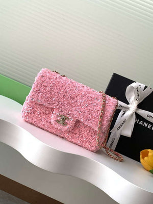 Chanel A69900 24K Mini Flap Sequin Series CF AS1116 Silver Pink - Default Title - View 1