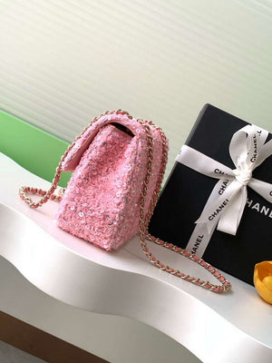 Chanel A69900 24K Mini Flap Sequin Series CF AS1116 Silver Pink - Default Title - View 2