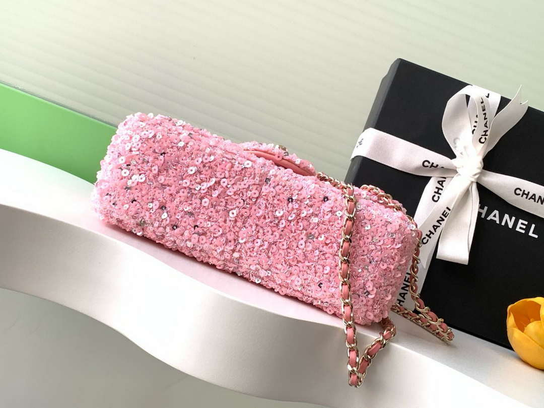Chanel A69900 24K Mini Flap Sequin Series CF AS1116 Silver Pink - Default Title - View 4