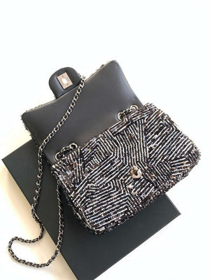 Chanel A69900 24K Mini Flap White tube beads sequins CF AS1116 - Default Title - View 7