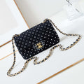 Chanel A69900 24P Mini Flap Black Fabric Printed with white raindrops AS1116 - Default Title - View 1