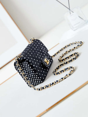 Chanel A69900 24P Mini Flap Black Fabric Printed with white raindrops AS1116 - Default Title - View 3