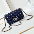 Chanel A69900 24P Mini Flap Blue Fabric Printed with white raindrops AS1116 - Default Title - View 1