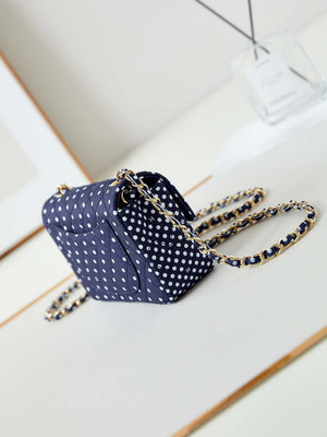 Chanel A69900 24P Mini Flap Blue Fabric Printed with white raindrops AS1116 - Default Title - View 4