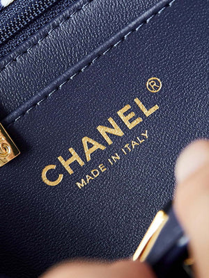 Chanel A69900 24P Mini Flap Blue Fabric Printed with white raindrops AS1116 - Default Title - View 8