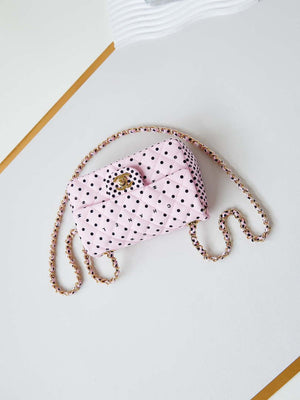 Chanel A69900 24P Mini Flap Pink Fabric Printed with white raindrops AS1116 - Default Title - View 6