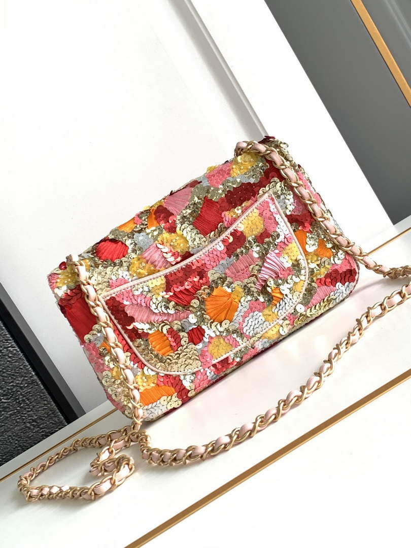 Chanel A69900 24P Mini Flap Pink Limited Edition Beaded Bags - Default Title - View 3