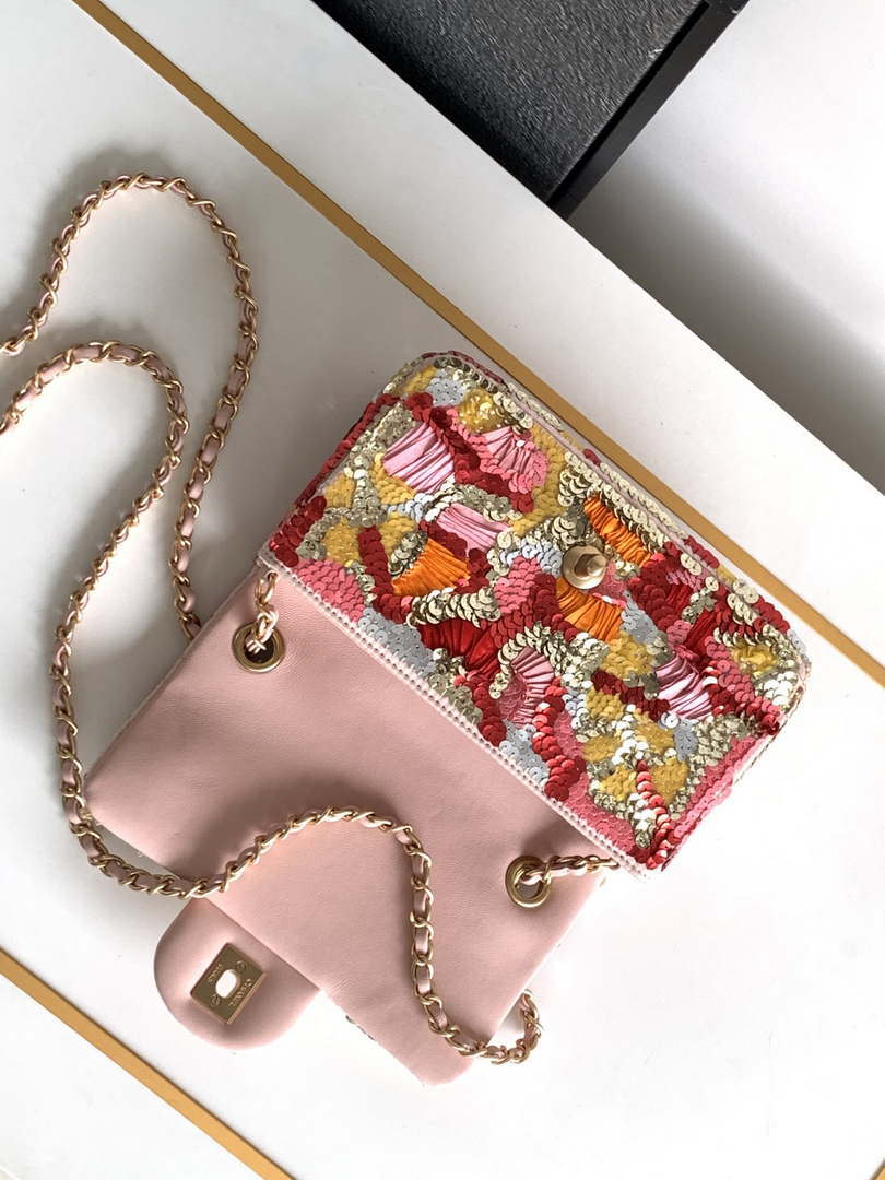 Chanel A69900 24P Mini Flap Pink Limited Edition Beaded Bags - Default Title - View 6