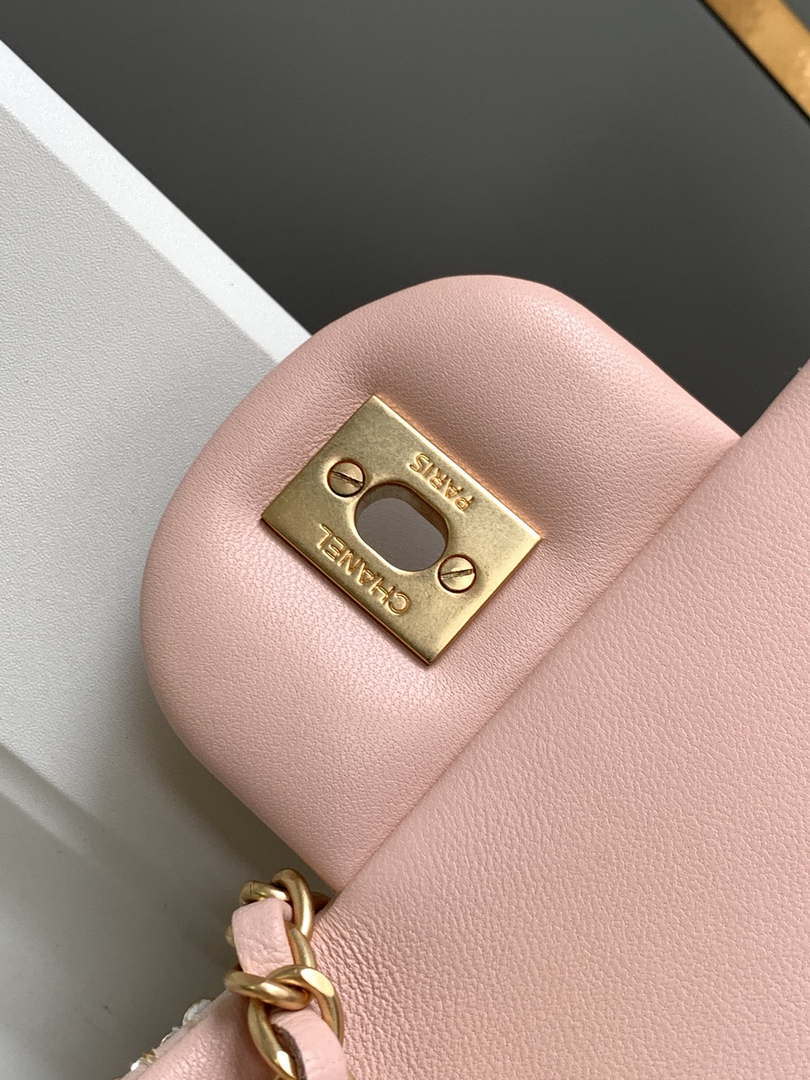 Chanel A69900 24P Mini Flap Pink Limited Edition Beaded Bags
