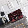 Chanel A69900 25B Mini Flap bag AS1116 Dense sequins Black Wine red